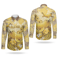 Hawaii Banana Seal Couples Matching Puletasi and Long Sleeve Button Shirt Ilio Holo I Ka Uaua Aloha DT05 - Polynesian Pride