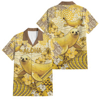 Hawaii Banana Seal Family Matching Tank Maxi Dress and Hawaiian Shirt Ilio Holo I Ka Uaua Aloha DT05 Dad's Shirt - Short Sleeve Yellow - Polynesian Pride