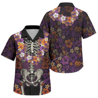 Hawaii Halloween Family Matching Summer Maxi Dress and Hawaiian Shirt Skeleton Bones Flower Lei Tropical Floral