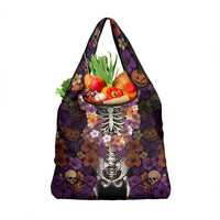 Hawaii Halloween Grocery Bag Skeleton Bones Flower Lei Tropical Floral