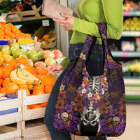 Hawaii Halloween Grocery Bag Skeleton Bones Flower Lei Tropical Floral