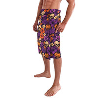 Hawaii Halloween Lavalava Skeleton Pumpkin Hawaiian Flower Tribal