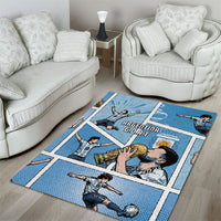 Argentina Football Area Rug Goat Comic Style Sun Of May