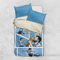 Argentina Football Bedding Set Goat Comic Style Sun Of May