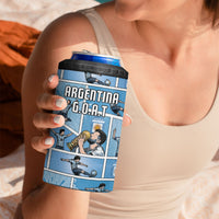 Custom Argentina Football 4 in 1 Can Cooler Tumbler Goat Comic Style Sun Of May