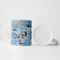 Custom Argentina Football Ceramic Mug Goat Comic Style Sun Of May