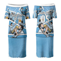 Custom Argentina Football Family Matching Puletasi and Hawaiian Shirt Goat Comic Style Sun Of May