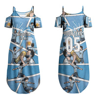 Custom Argentina Football Family Matching Summer Maxi Dress and Hawaiian Shirt Goat Comic Style Sun Of May