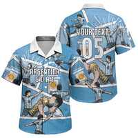 Custom Argentina Football Family Matching Tank Maxi Dress and Hawaiian Shirt Goat Comic Style Sun Of May