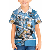 Custom Argentina Football Kid Hawaiian Shirt Goat Comic Style Sun Of May