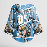 Custom Argentina Football Kimono Sleeve Blouse Goat Comic Style Sun Of May