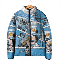 Custom Argentina Football Padded Jacket Goat Comic Style Sun Of May