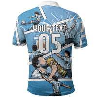 Custom Argentina Football Polo Shirt Goat Comic Style Sun Of May