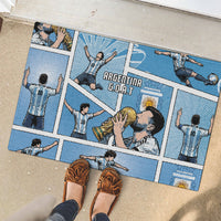 Argentina Football Rubber Doormat Goat Comic Style Sun Of May