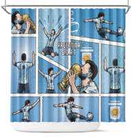 Argentina Football Shower Curtain Goat Comic Style Sun Of May