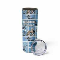 Custom Argentina Football Skinny Tumbler Goat Comic Style Sun Of May