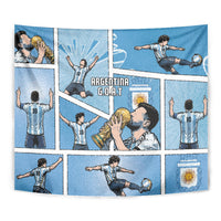 Argentina Football Tapestry Goat Comic Style Sun Of May