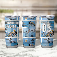 Custom Argentina Football Tumbler Cup Goat Comic Style Sun Of May