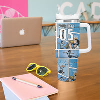 Custom Argentina Football Tumbler With Handle Goat Comic Style Sun Of May