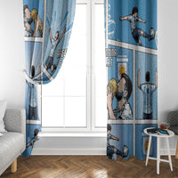 Argentina Football Window Curtain Goat Comic Style Sun Of May