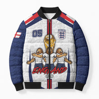 Custom England Football Bomber Puffer Jacket Three Lions Trophy St George Cross