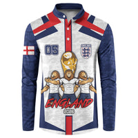 Custom England Football Button Sweatshirt Three Lions Trophy St George Cross