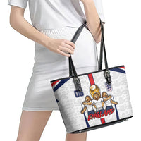 Custom England Football Leather Tote Bag Three Lions Trophy St George Cross