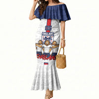 Custom England Football Mermaid Dress Three Lions Trophy St George Cross