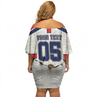 Custom England Football Off Shoulder Short Dress Three Lions Trophy St George Cross
