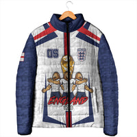 Custom England Football Padded Jacket Three Lions Trophy St George Cross