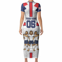 Custom England Football Short Sleeve Bodycon Dress Three Lions Trophy St George Cross