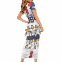Custom England Football Short Sleeve Bodycon Dress Three Lions Trophy St George Cross