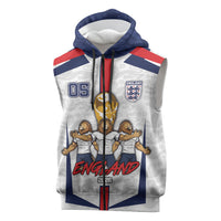 Custom England Football Sleeveless Zip Hoodie Three Lions Trophy St George Cross