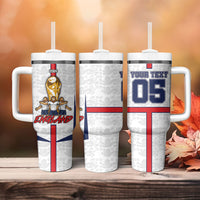 Custom England Football Tumbler With Handle Three Lions Trophy St George Cross