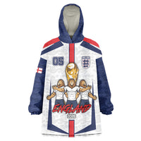 Custom England Football Wearable Blanket Hoodie Three Lions Trophy St George Cross