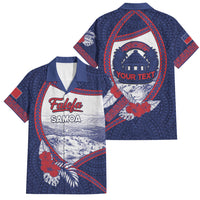 Personalised Falefa Samoa Village Family Matching Long Sleeve Bodycon Dress and Hawaiian Shirt Valley Polynesian Tribal Hibiscus Floral