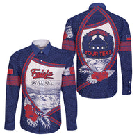 Personalised Falefa Samoa Village Family Matching Long Sleeve Bodycon Dress and Hawaiian Shirt Valley Polynesian Tribal Hibiscus Floral
