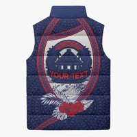 Personalised Falefa Samoa Village Sleeveless Puffer Jacket Valley Polynesian Tribal Hibiscus Floral