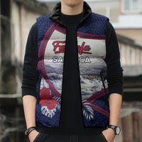 Personalised Falefa Samoa Village Sleeveless Puffer Jacket Valley Polynesian Tribal Hibiscus Floral