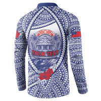 Personalised Vaitele Samoa Village Button Sweatshirt Falefa Valley Polynesian Tribal Hibiscus Floral