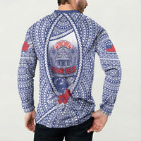Personalised Vaitele Samoa Village Button Sweatshirt Falefa Valley Polynesian Tribal Hibiscus Floral