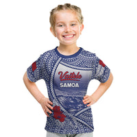 Personalised Vaitele Samoa Village Kid T Shirt Falefa Valley Polynesian Tribal Hibiscus Floral