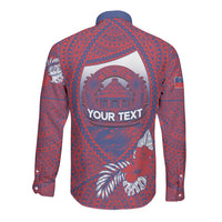 Personalised Faleula Samoa Village Long Sleeve Button Shirt Falefa Valley Polynesian Tribal Hibiscus Floral