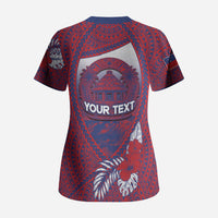 Personalised Faleula Samoa Village Scrub Top Falefa Valley Polynesian Tribal Hibiscus Floral