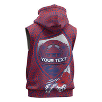 Personalised Faleula Samoa Village Sleeveless Hoodie Falefa Valley Polynesian Tribal Hibiscus Floral