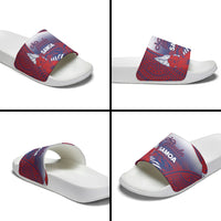 Faleula Samoa Village Slide Sandals Falefa Valley Polynesian Tribal Hibiscus Floral