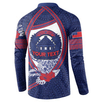 Personalised Vailele Samoa Village Button Sweatshirt Map Polynesian Tribal Hibiscus Floral
