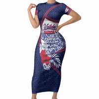 Personalised Vailele Samoa Village Short Sleeve Bodycon Dress Map Polynesian Tribal Hibiscus Floral
