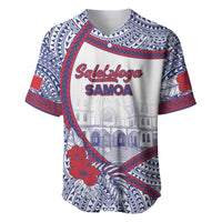 Personalised Salelologa Samoa Village Baseball Jersey Polynesian Tribal Church Landmark Hibiscus Floral