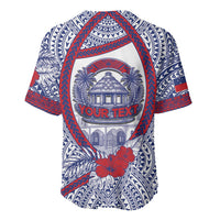 Personalised Salelologa Samoa Village Baseball Jersey Polynesian Tribal Church Landmark Hibiscus Floral